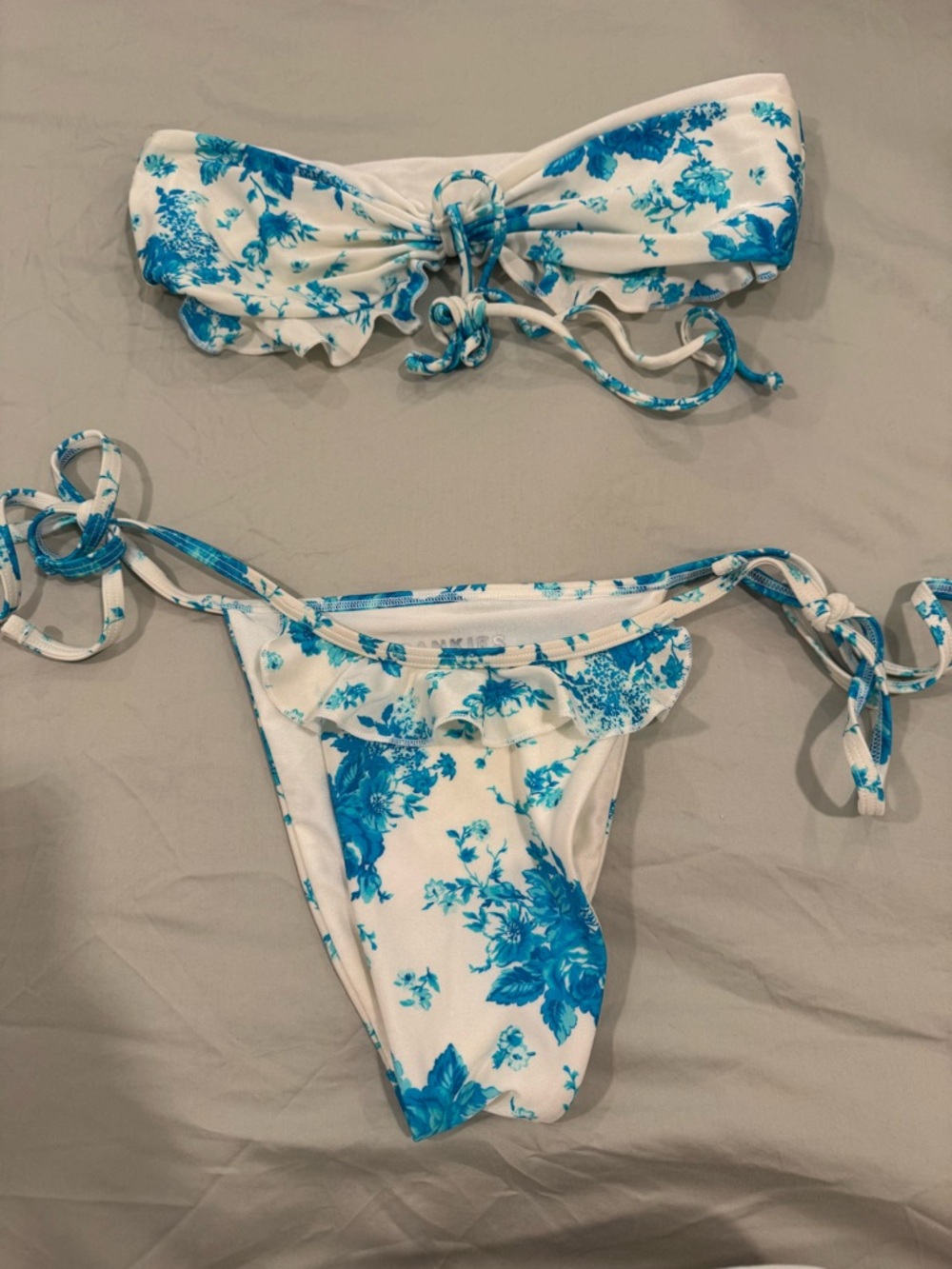 Frankie’s Bikinis Atlas Ruffle Bandeau Top and Ruffle String Bottom Bikini - Picture 5 of 9